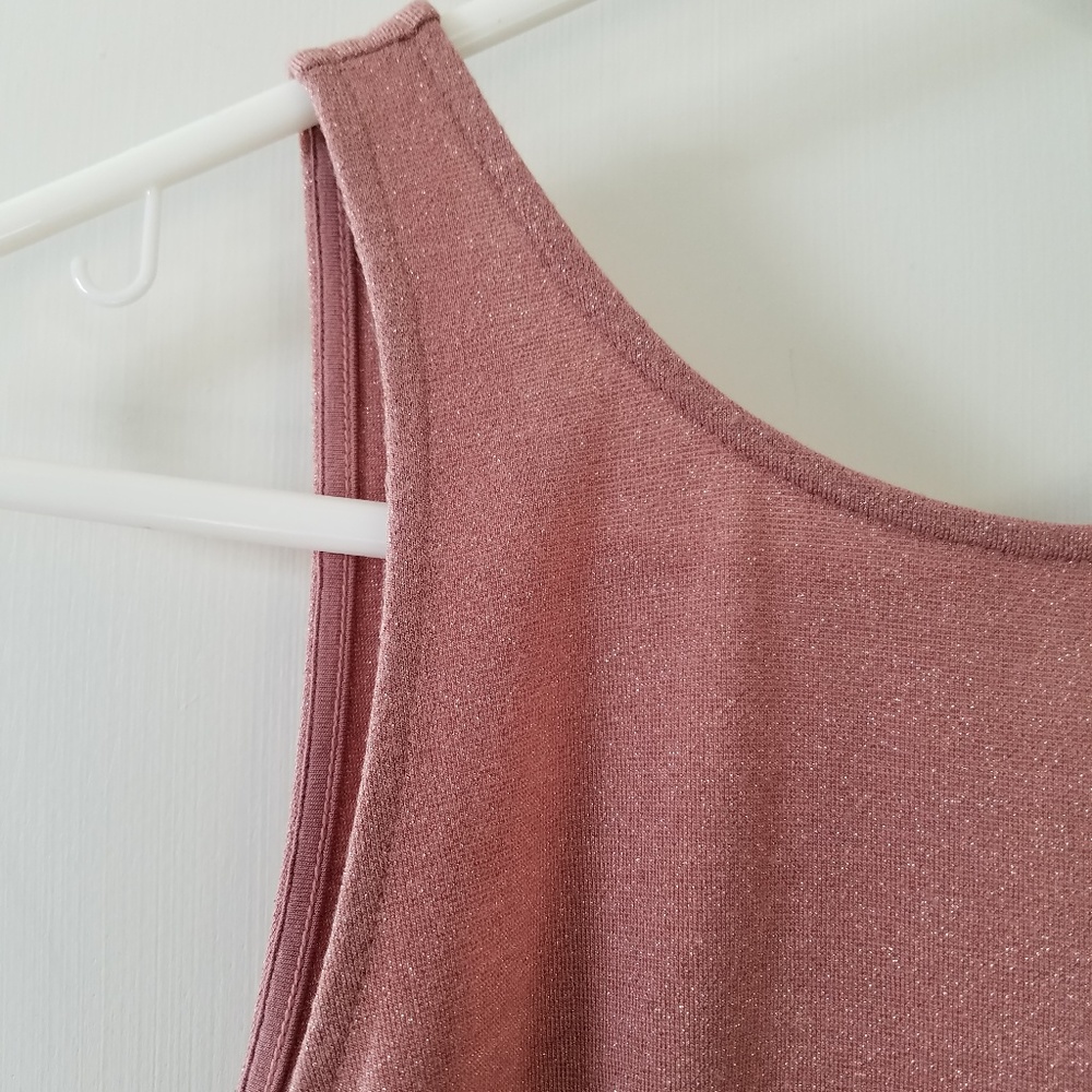 💚 H & M Dress Women's 6 Pink Sparkle Open Back - Picture 3 of 4